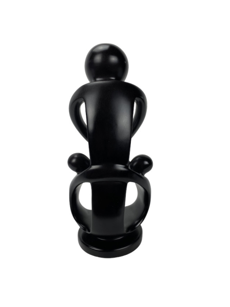 Schwarze Specksteinfigur "Mutter oder Vater mit 2 Kindern"